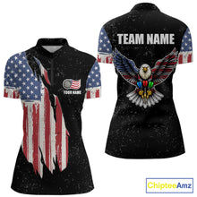 Load image into Gallery viewer, Personalized Grunge US Flag Eagle Darts Shirt For Women, Patriotic Darts Team Jersey Polo &amp; 1/4 Zip TDM5831