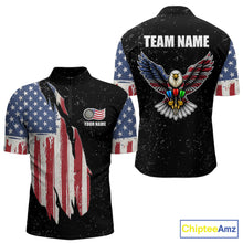 Load image into Gallery viewer, Personalized Grunge US Flag Eagle Darts Shirt For Men, Patriotic Darts Team Jersey Polo &amp; 1/4 Zip TDM5831