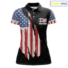 Load image into Gallery viewer, Personalized Grunge American Flag Women's Billiard Shirt Custom 9 Ball Pool Billiard Team Jersey TDM5832