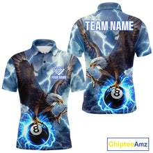 Load image into Gallery viewer, Custom blue thunder eagle pool jersey for men with bold billiard team artwork.