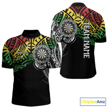 Men’s tribal darts quarter zip jersey with custom team branding for competitive matches.
