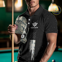 Load image into Gallery viewer, Grunge Camo Skull American Flag Billiard Shirt For Men Custom Patriotic 8 Ball Pool Team Jersey TDM4276