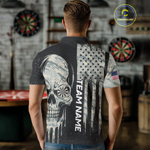 Load image into Gallery viewer, Grunge Camo Skull American Flag Dart Shirt For Men Custom Patriotic Dart Jersey Team Polo &amp; 1/4 Zip TDM4277