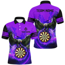 Load image into Gallery viewer, Personalized 3D Eagle Flying On Dart Board Fire Darts Shirts For Men Custom Darts Jerseys |Purple TDM2125