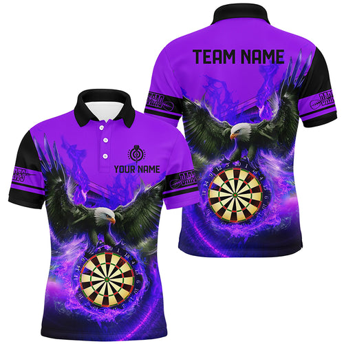 Personalized 3D Eagle Flying On Dart Board Fire Darts Shirts For Men Custom Darts Jerseys |Purple TDM2125