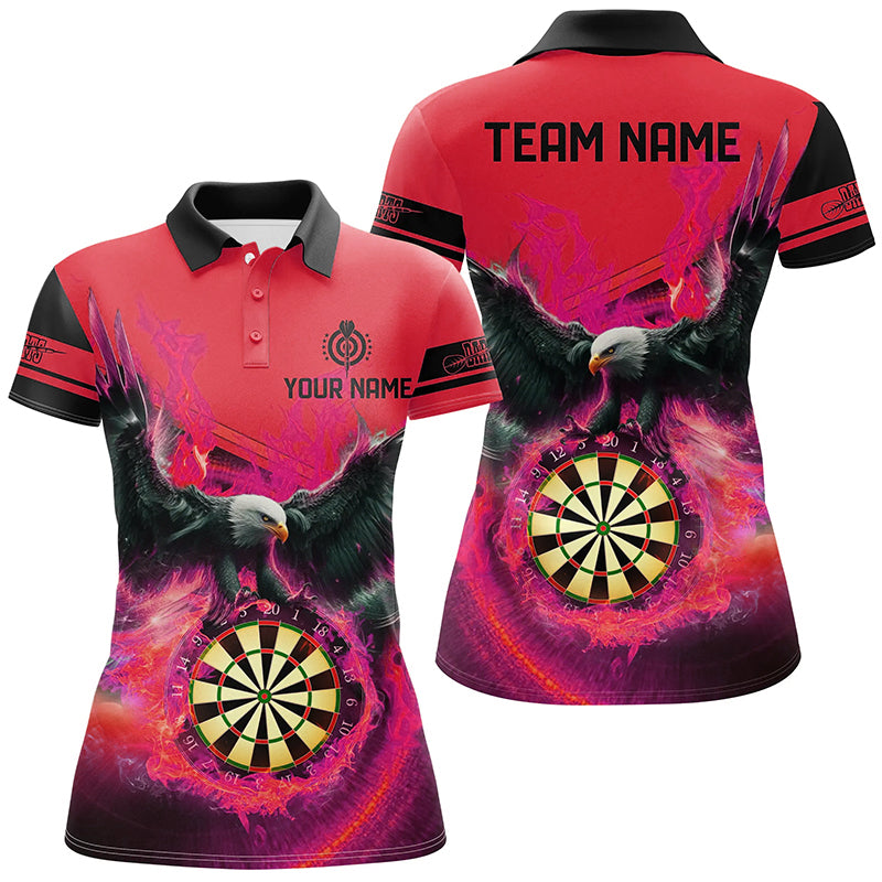 Personalized 3D Eagle Flying On Dart Board Fire Darts Shirts For Women Custom Darts Jerseys |Red TDM2126