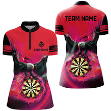 Load image into Gallery viewer, Personalized 3D Eagle Flying On Dart Board Fire Darts Shirts For Women Custom Darts Jerseys |Red TDM2126
