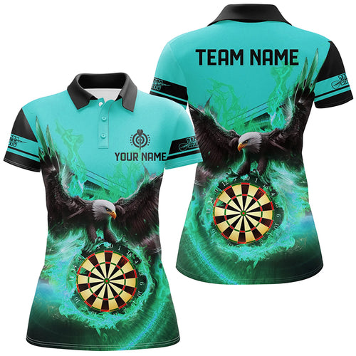 Personalized 3D Eagle Flying On Dart Board Fire Darts Shirts For Women Custom Darts Jersey |Turquoise TDM2127
