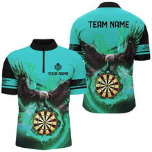 Load image into Gallery viewer, Personalized 3D Eagle Flying On Dart Board Fire Darts Shirts For Men Custom Darts Jersey |Turquoise TDM2127