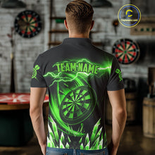 Load image into Gallery viewer, Personalized Green Icy Lightning Darts Shirt For Men Custom Dart League Team Jersey Polo &amp; 1/4 Zip TDM4464