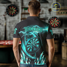 Load image into Gallery viewer, Personalized Turquoise Icy Lightning Darts Shirt For Men Custom Dart League Jersey Polo &amp; 1/4 Zip TDM4466