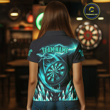Load image into Gallery viewer, Personalized Turquoise Icy Lightning Darts Shirt For Women Custom Dart League Jersey Polo &amp; 1/4 Zip TDM4466