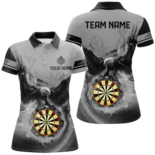 Personalized 3D Eagle Flying On Dart Board Fire Darts Shirts For Women Custom Darts Jerseys |Grey TDM2383