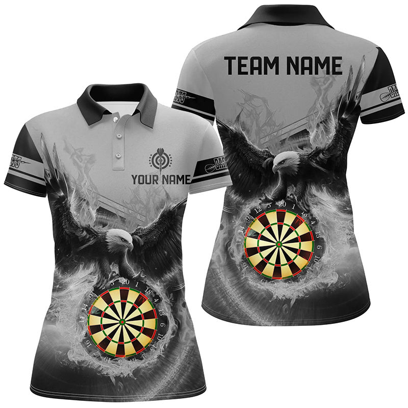 Personalized 3D Eagle Flying On Dart Board Fire Darts Shirts For Women Custom Darts Jerseys |Grey TDM2383