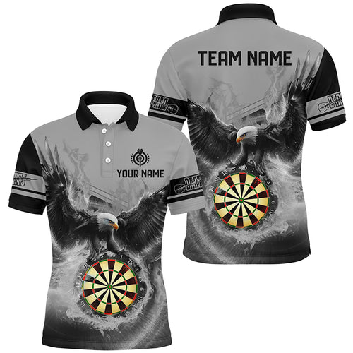 Personalized 3D Eagle Flying On Dart Board Fire Darts Shirts For Men Custom Darts Jerseys |Grey TDM2383