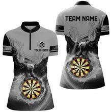 Load image into Gallery viewer, Personalized 3D Eagle Flying On Dart Board Fire Darts Shirts For Women Custom Darts Jerseys |Grey TDM2383
