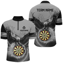 Load image into Gallery viewer, Personalized 3D Eagle Flying On Dart Board Fire Darts Shirts For Men Custom Darts Jerseys |Grey TDM2383