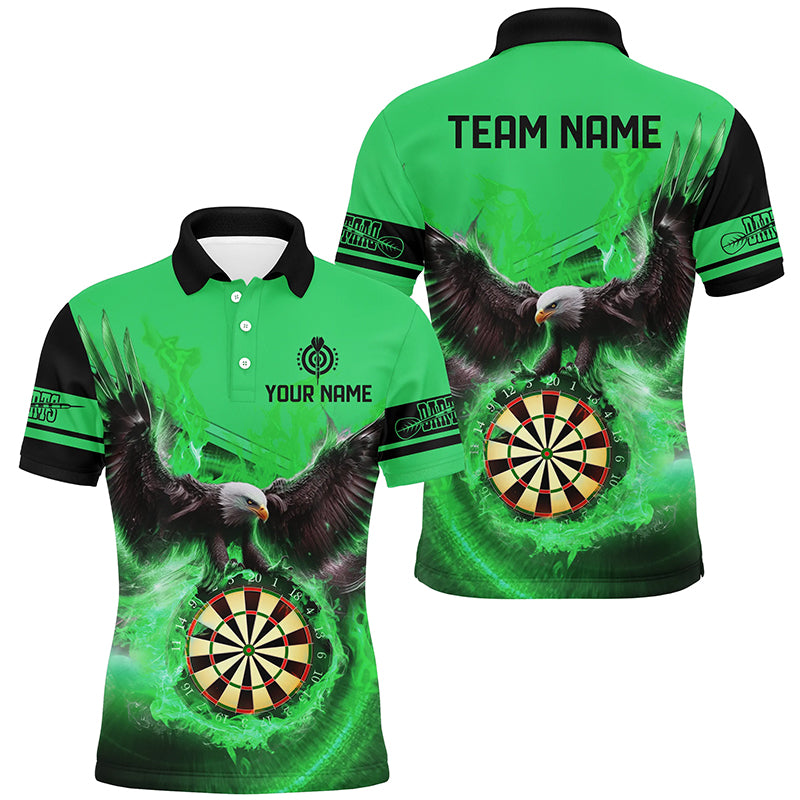 Personalized 3D Eagle Flying On Dart Board Fire Darts Shirts For Men Custom Darts Jerseys |Green TDM2384