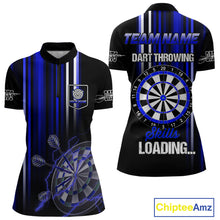 Load image into Gallery viewer, Blue Throwing Skills Loading Custom Darts Shirt For Women With Pocket Option TDM4703