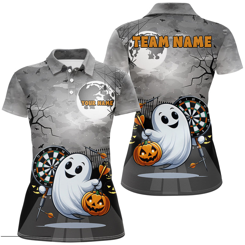 Funny Ghostly Halloween Darts Shirt For Women Custom Halloween Gifts For Darts Lover TDM2628