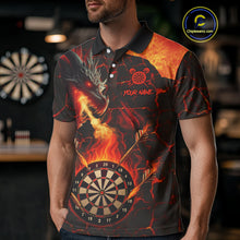 Load image into Gallery viewer, Personalized Fire Flame Dragon Darts Shirt For Men Custom Darts League Jersey Team Polo &amp; 1/4 Zip TDM4902