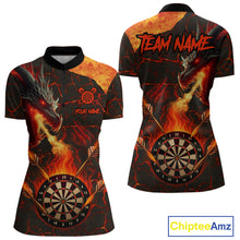 Load image into Gallery viewer, Personalized Fire Flame Dragon Darts Shirt For Women Custom Darts League Jersey Team Polo &amp; 1/4 Zip TDM4902