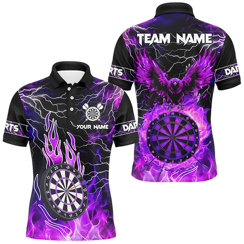 Purple Dart Board Fire Flame Custom Eagle Dart Shirts For Men, Thunder Lightning Dart Team Jerseys TDM2877