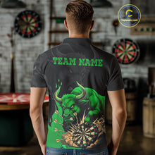 Load image into Gallery viewer, Black And Green Funny Bull Darts Shirt For Men Custom Dart Jersey Team Polo &amp; 1/4 Zip TDM5123