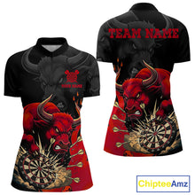 Load image into Gallery viewer, Black And Red Funny Bull Darts Shirt For Women Custom Dart Jersey Team Polo &amp; 1/4 Zip TDM5124