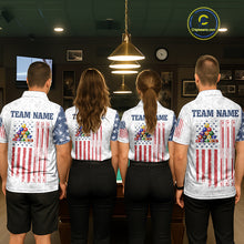 Load image into Gallery viewer, Grunge American Flag 8 Ball Billiard Shirt For Men Custom Patriotic Pool Team Jersey Polo, 1/4 Zip TDM5597