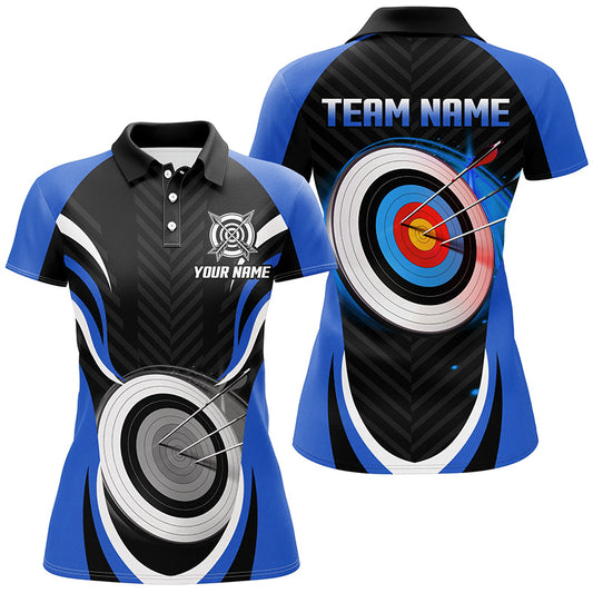 Blue Archery Jerseys Personalized Archery 3d Target Custom Women Polo Shirts, Best Archery Outfits TDM1017