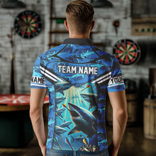 Load image into Gallery viewer, Blue 3D Shark Custom Ocean Camo Darts Shirts For Men Custom Dart Jersey TDM3515
