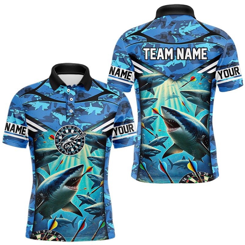 Blue 3D Shark Custom Ocean Camo Darts Shirts For Men Custom Dart Jersey TDM3515