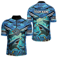 Load image into Gallery viewer, Blue 3D Shark Custom Ocean Camo Darts Shirts For Men Custom Dart Jersey TDM3515