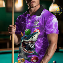 Load image into Gallery viewer, Purple Funny Shark Colorful Billiard Balls Lightning Pool Shirt For Men Custom Billiard Team Jersey TDM5840