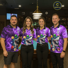 Load image into Gallery viewer, Purple Funny Shark Colorful Billiard Balls Lightning Pool Shirt For Men Custom Billiard Team Jersey TDM5840
