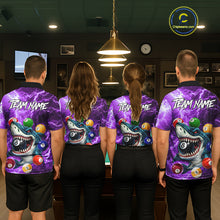 Load image into Gallery viewer, Purple Funny Shark Colorful Billiard Balls Lightning Pool Shirt For Men Custom Billiard Team Jersey TDM5840