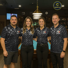 Load image into Gallery viewer, Black US Flag 8 Ball Pool Wings Billiard Shirt For Women Custom Billiard Team Jersey Polo &amp; 1/4 Zip TDM5977