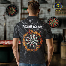 Load image into Gallery viewer, Black US Flag Dartboard Fire Darts Shirt For Men Custom Darts Jersey Team Polo &amp; 1/4 Zip TDM5978
