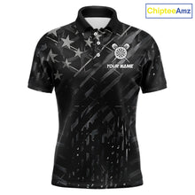 Load image into Gallery viewer, Black US Flag Dartboard Fire Darts Shirt For Men Custom Darts Jersey Team Polo &amp; 1/4 Zip TDM5978