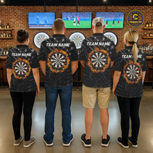 Load image into Gallery viewer, Black US Flag Dartboard Fire Darts Shirt For Men Custom Darts Jersey Team Polo &amp; 1/4 Zip TDM5978