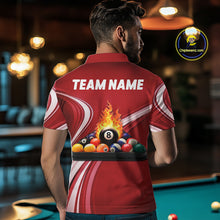 Load image into Gallery viewer, Personalized Red Billiard Jersey For Men Custom Flame 8 Ball Pool Billiard Shirt Polo &amp; 1/4 Zip TDM6447