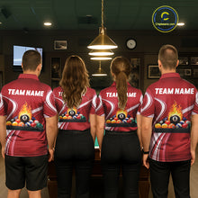 Load image into Gallery viewer, Personalized Red Billiard Jersey For Men Custom Flame 8 Ball Pool Billiard Shirt Polo &amp; 1/4 Zip TDM6447