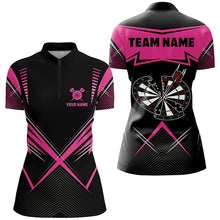 Load image into Gallery viewer, Funny Crack Darts Board Custom Darts Polo &amp; Quarter-Zip Shirts For Women, Pink Darts Team Jersey TDM1724