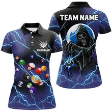 Load image into Gallery viewer, Custom Skull Billiard Balls Thunder Lightning 3D Shirts For Women, Purple Billiard Team Jerseys TDM1725