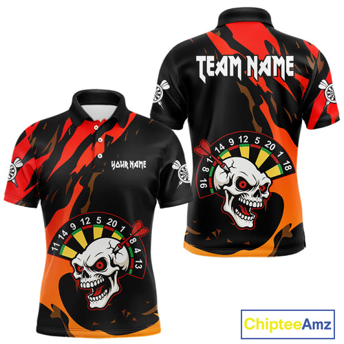 Funny Skull Dart Shirts With Pocket Option For Men Custom Dart Team Jersey TDM4098