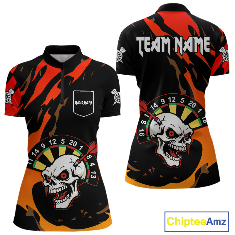 Funny Skull Dart Shirts With Pocket Option For Women Custom Dart Team Jersey TDM4098