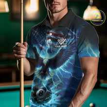 Load image into Gallery viewer, Blue American Flag Eagle Billiard Shirt For Men Custom 8 Ball Thunder Lightning Pool Team Jersey TDM4104