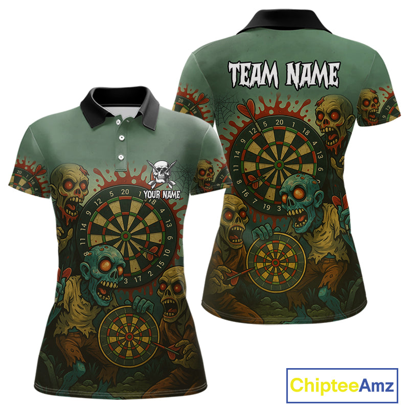 Funny Zombie Darts Shirt For Women Custom Darts Jerseys Team Polo & Quarter Zip, Darts Gifts TDM4282