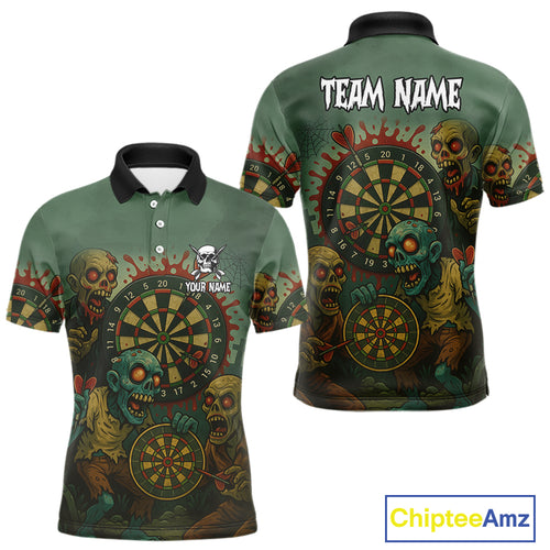 Funny Zombie Darts Shirt For Men Custom Darts Jerseys Team Polo & Quarter Zip, Darts Gifts TDM4282